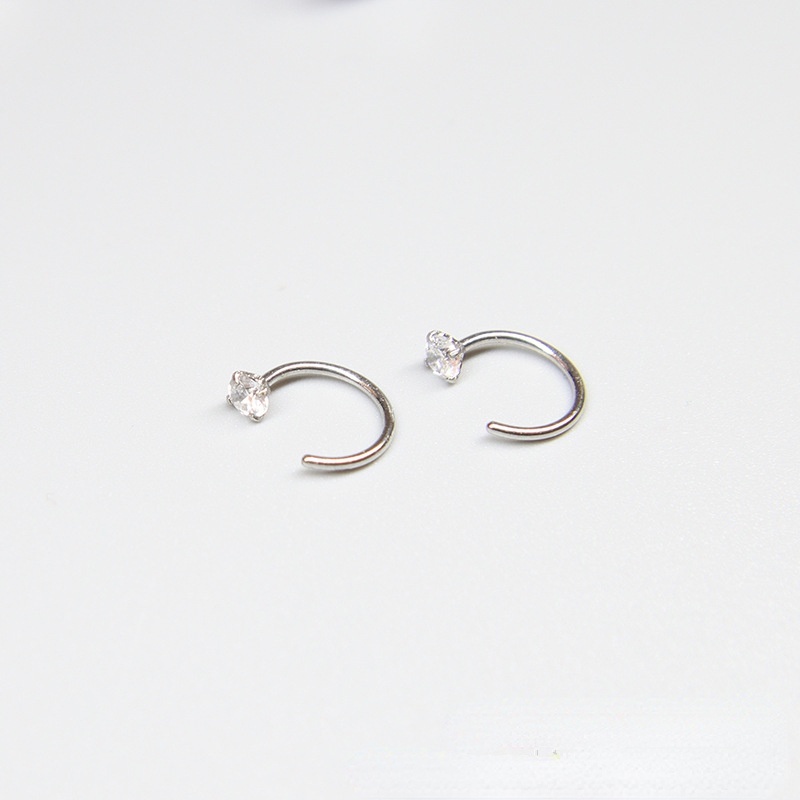 1 PC Anting Tindik Bentuk Lingkaran Kecil Bahan S925 Silver Hypoallergenic