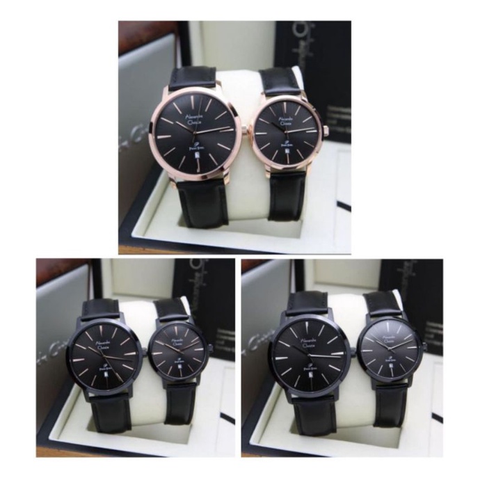 JAM TANGAN COUPLE ALEXANDRE CHRISTIE AC 1028 LEATHER ORIGINAL