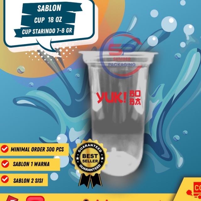 SABLON CUP OVAL CEMBUNG 12OZ 14OZ 16OZ18OZ 22OZ PLASTIK GELAS MINIMAL ORDER 100 PCS
