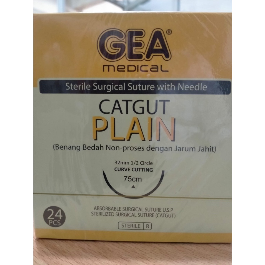 GEA Catgut Plain 3/0 + Jarum isi 24 Pc - GCP