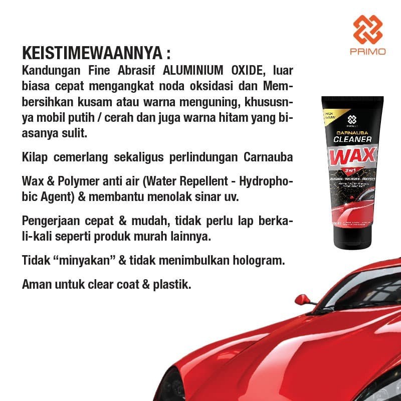 Obat Poles Mobil Motor PRIMO Carnauba Cleaner Wax 100 ml - Cleaner Wax