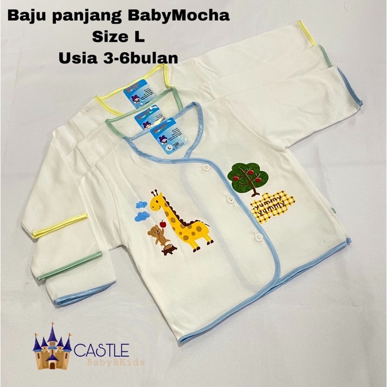 Castle - isi 3pc Atasan BabyMocha Baju Bayi NewBorn 0-3m / 3-6m Baju Putih Bis Pendek Panjang