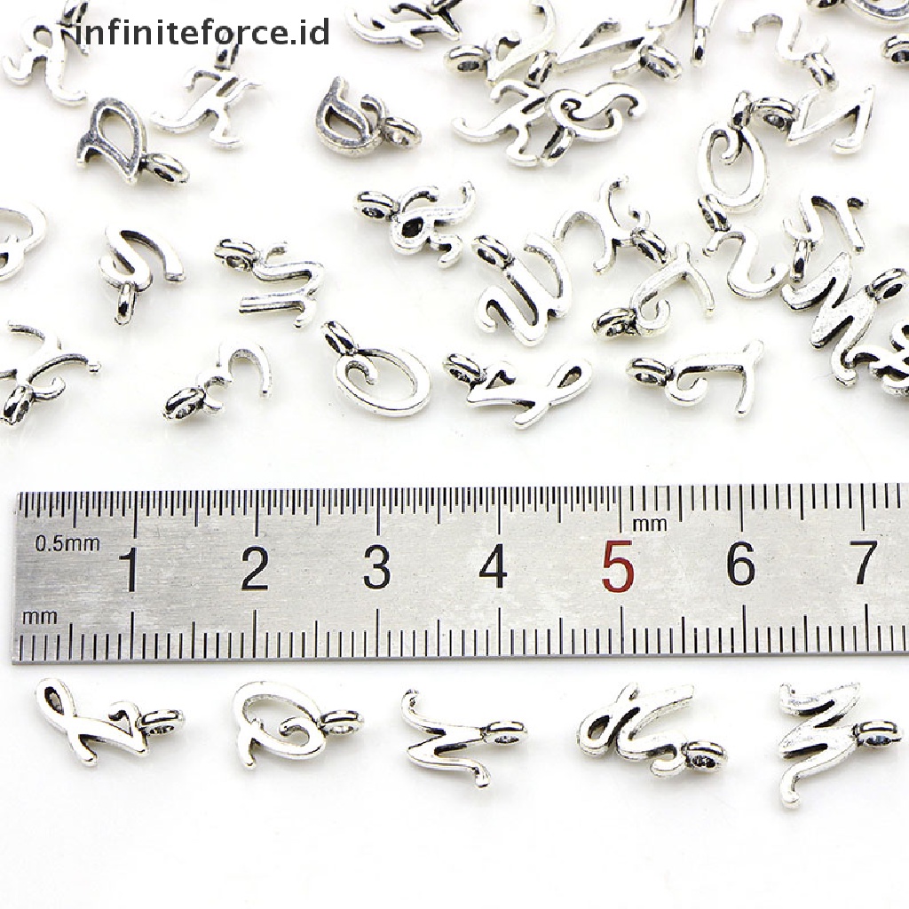 (Infiniteforce.Id) 52pcs / Set Liontin Silver Tibet 26 Huruf A-Z Diy