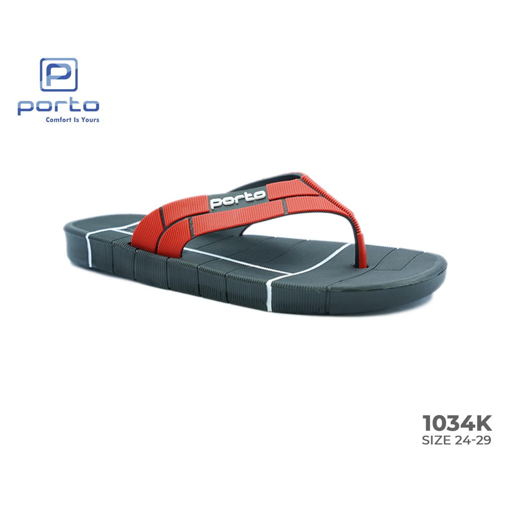 1034K -  Porto Leveling Sandal Jepit Anak Laki Size 24 - 29 Anti Slip Nyaman Awet Keren Original Terbaru