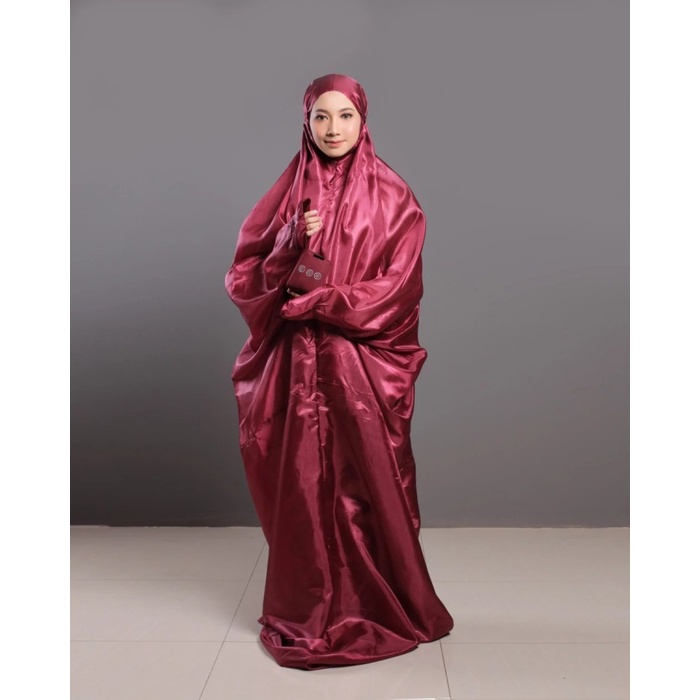 MUKENA TRAVEL REKOR MURI TERKECIL SEUKURAN HP - MAROON (TERUSAN GAMIS)