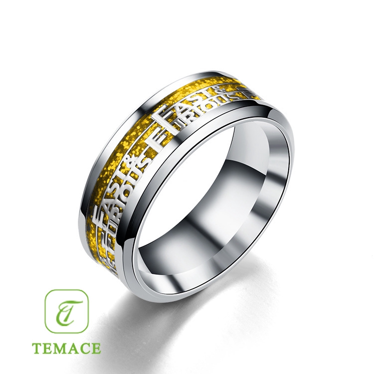 Cincin Berlian Titanium Warna Emas untuk Pasangan / Pria / Wanita cc117