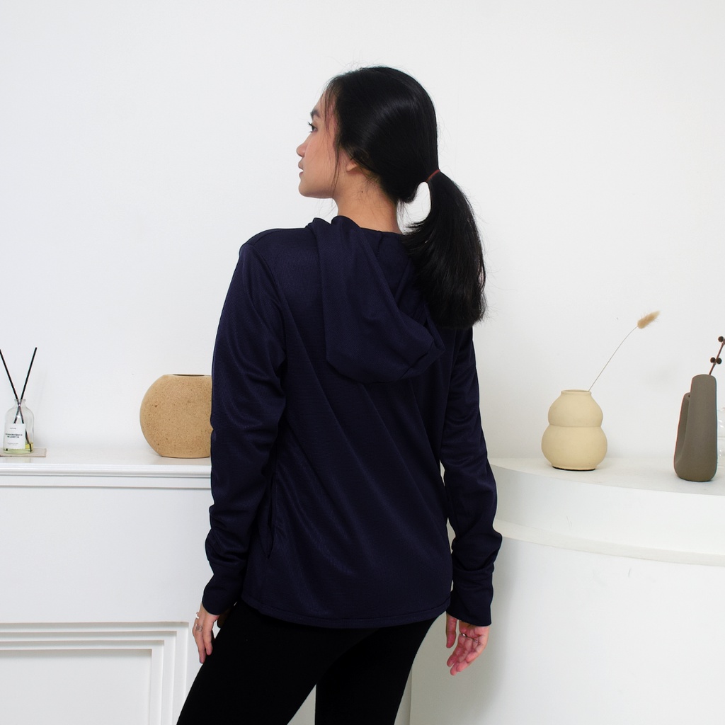 IE.DEMODE Hoodie Wanita Polos Outer Sport Breath Technology Navy-4