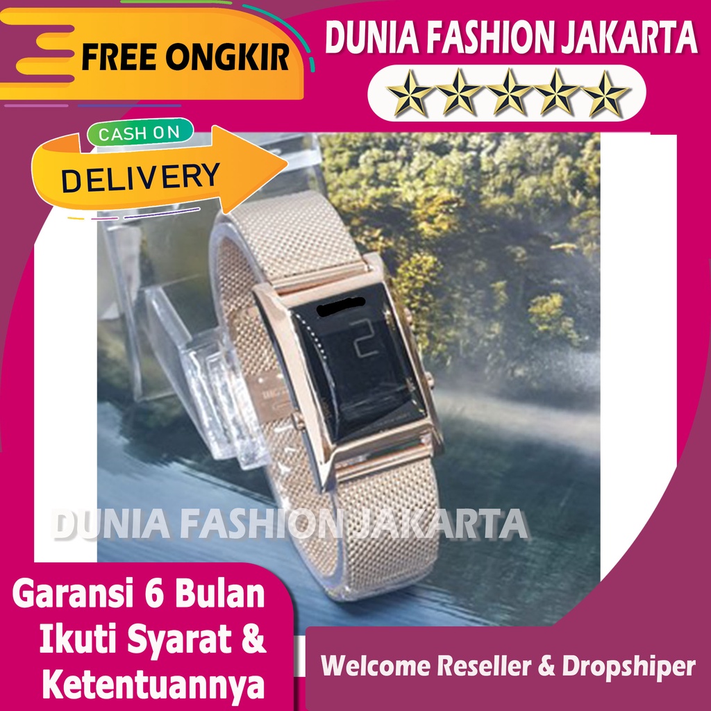 Jam Tangan Guess Wanita Digital X6-9809 Tali Rantai Pasir Persegi Original Garansi 6 Bulan - Free Bo