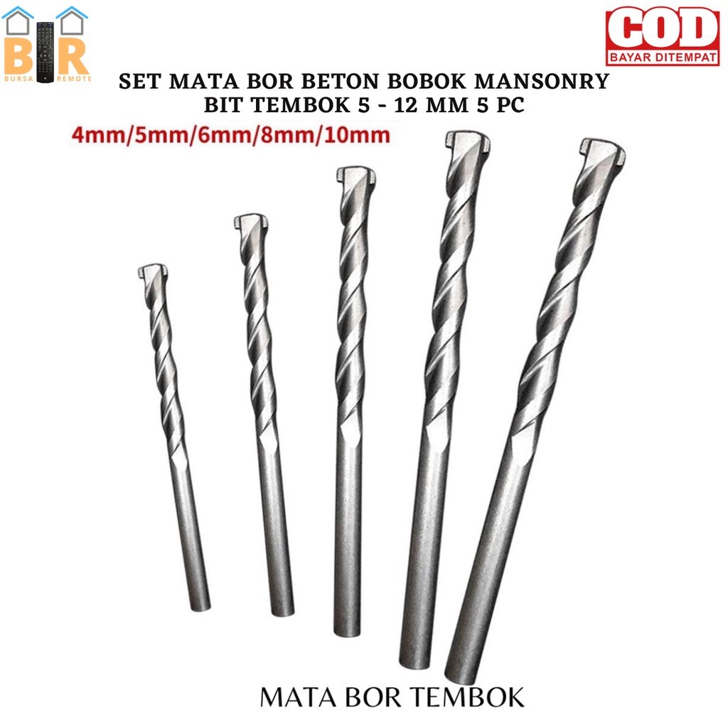 SET 5PCS MATA BOR BETON BOBOK MANSONRY BIT TEMBOK 5 - 12MM