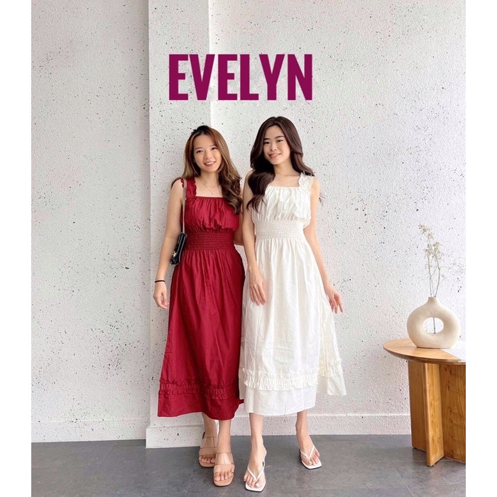 Jual DRESS KONDANGAN KOREA WANITA PREMIUM IMPORT BANGKOK KOREAN STYLE TANPA LENGAN EVELYN DRESS