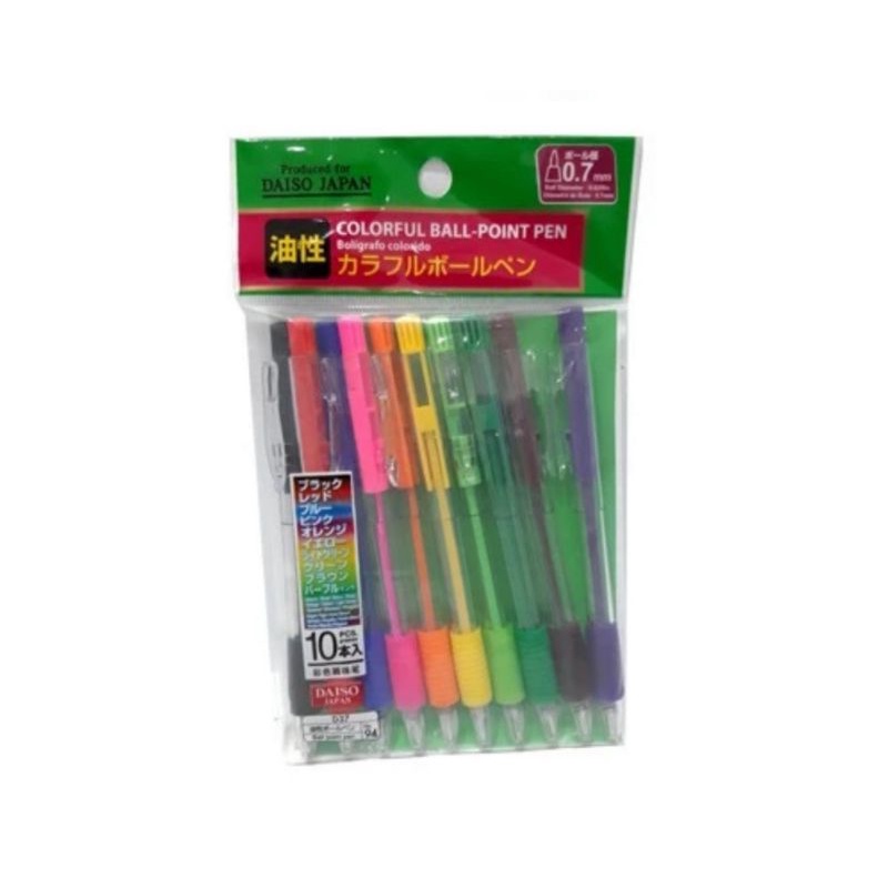 

Daiso Pulpen Warna Set Isi 10pcs 0.7mm uk 14 x 1 x 1 cm