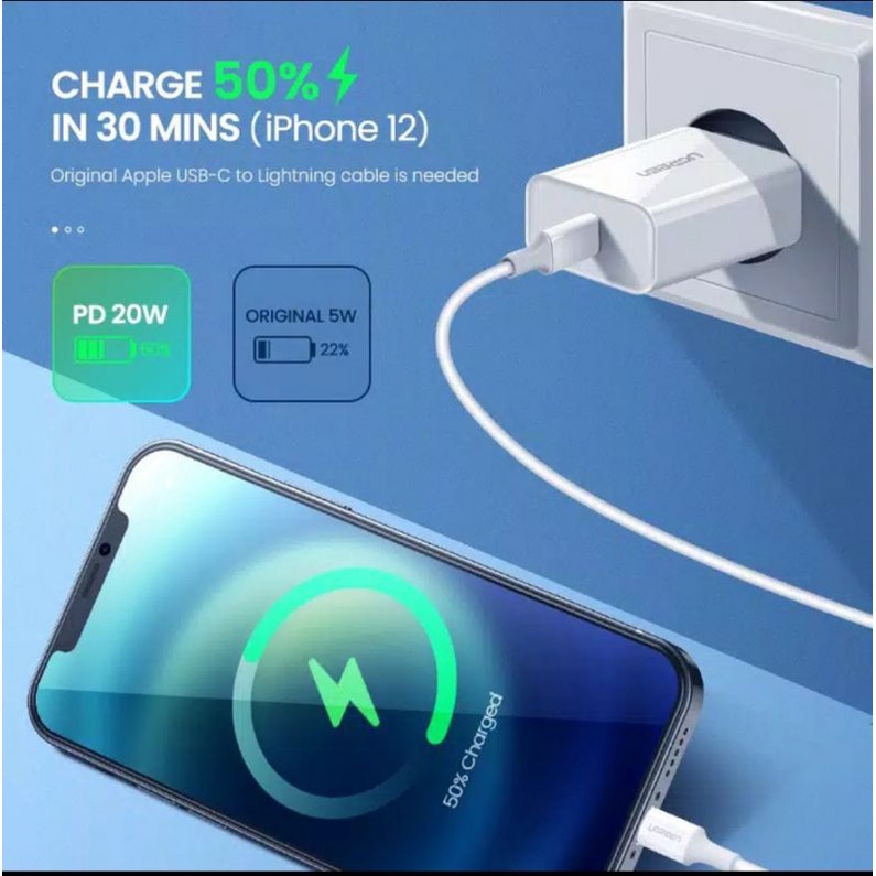 Charger Ugreen for iPhone 14 13 12 11 Pro 8 X XR XS Max - Ugreen Charger iPhone Fast Charging Original