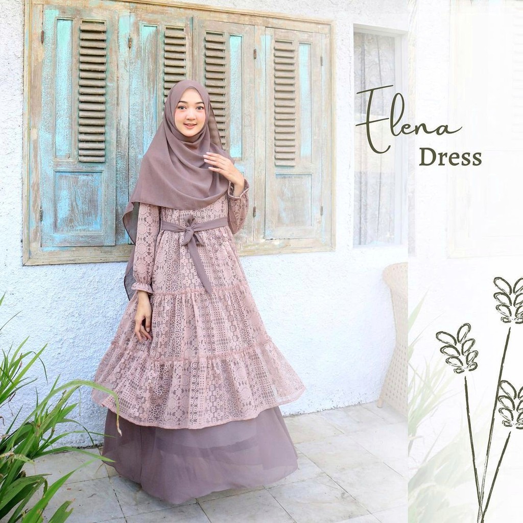 DRESS BRUKAT BUSUI PARTY DRESS MUSLIMAH// Elena Dress | Shopee Indonesia