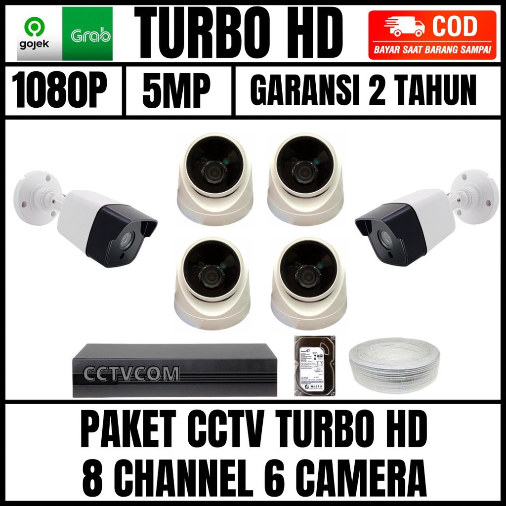 PAKET CCTV 6 CHANNEL 6 KAMERA 5MP 1080P IC SONY TURBO HD 1080P KOMPLIT