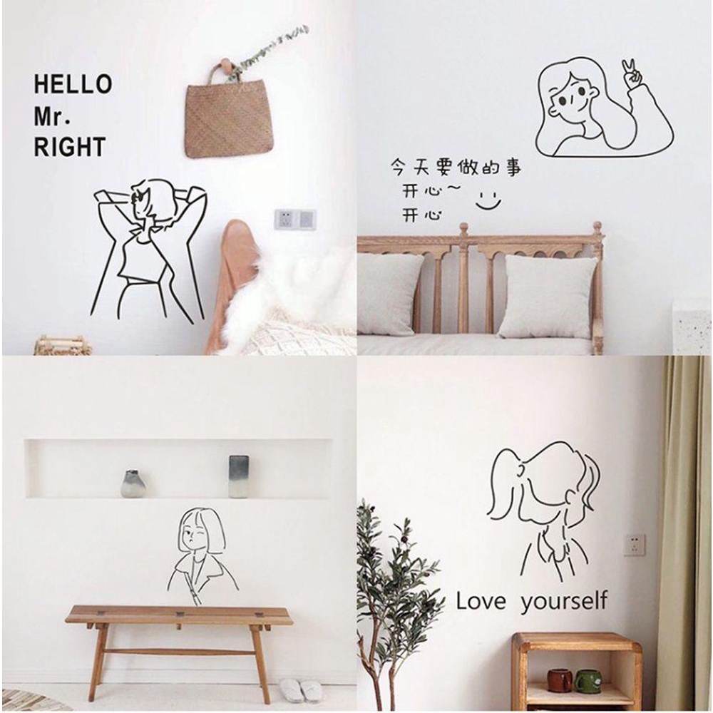 Preva Gadis Potret Stiker Hadiah Dekorasi Rumah DIY Ornamen Wall Art