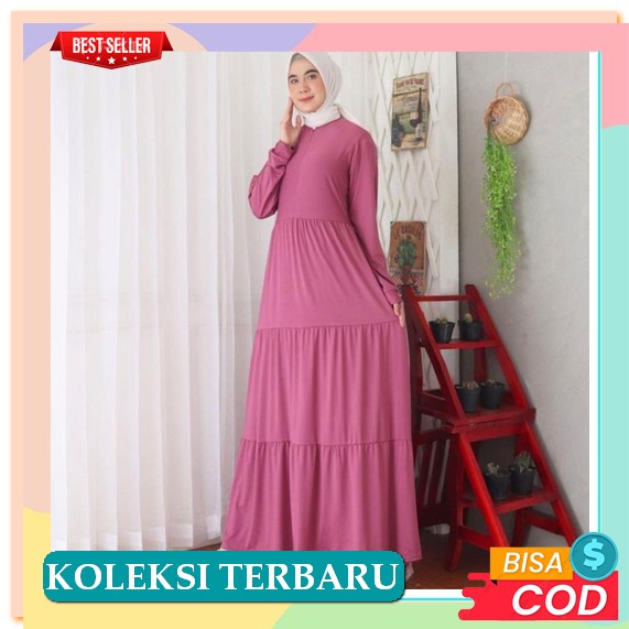 Baju Gamis Wanita Adem Modis Busui Remaja Premium Toyobo L1E1 Berkualitas Satin Ceruty Big Size Orig
