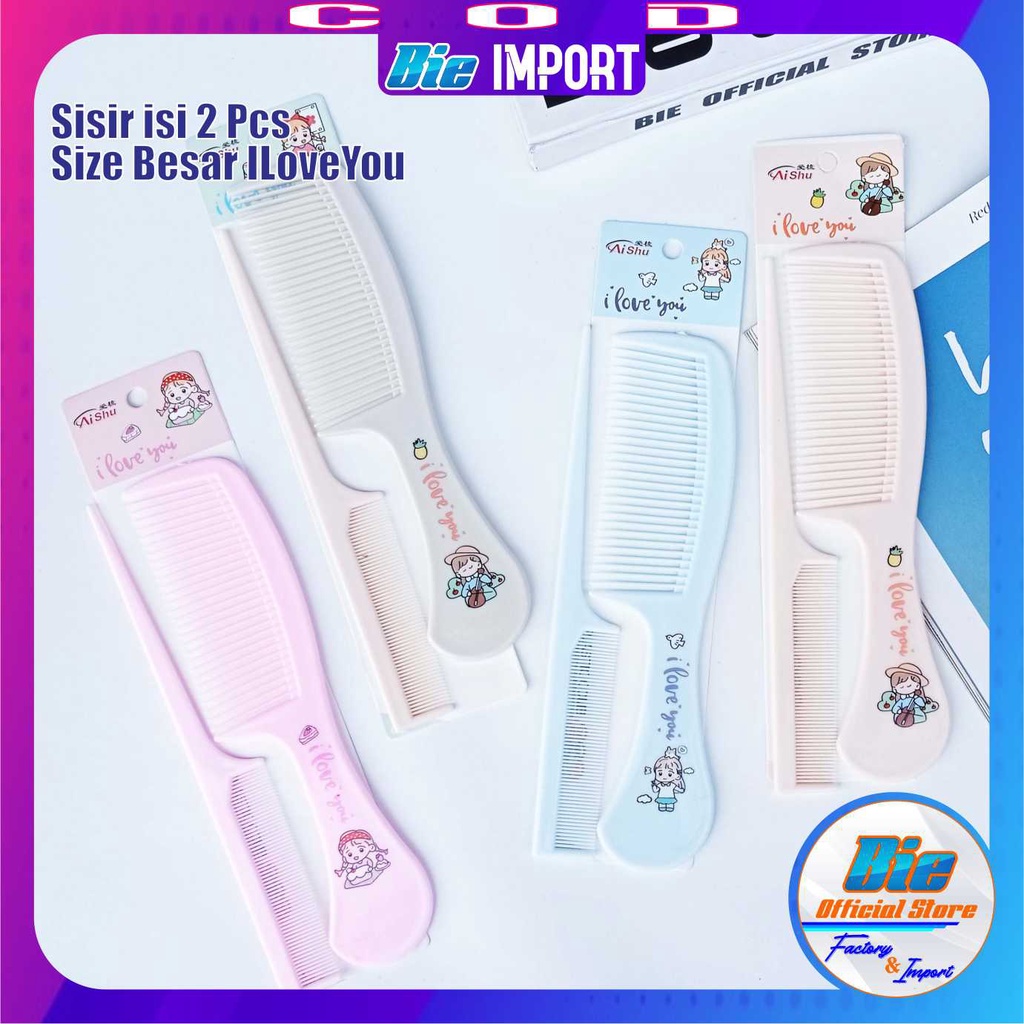 isi 2 Pcs Sisir Karakter Size Besar Premium Korean Style Impor  / Sisir Wanita