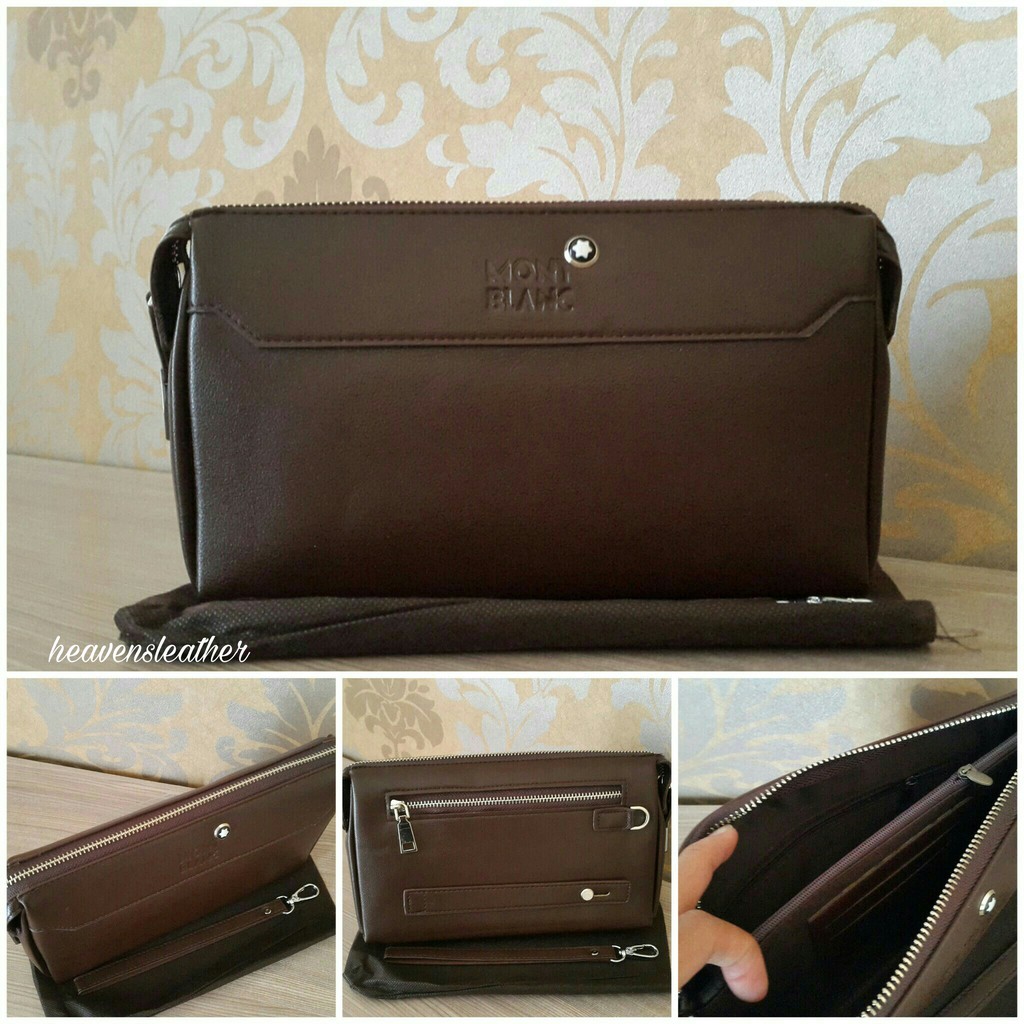 DOMPET CLUTCH HAND BAG HANDBAG PRIA HANDBAG COWOK HANDBAG IMPORT MONT BLANC COKLAT KODE 6007