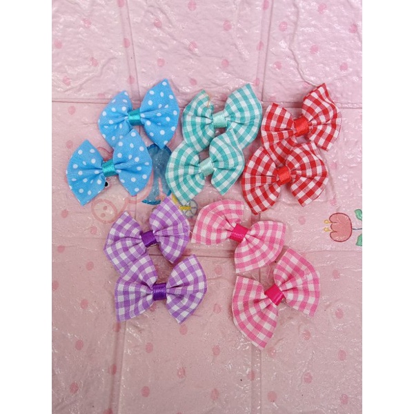 SEPASANG JEPIT PITA RAMBUT 3,5 CM  BUSA RANDOM WARNA