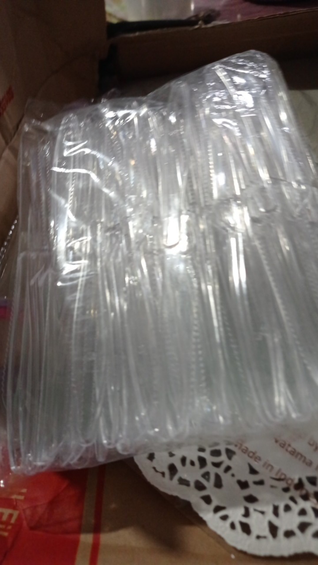 Dapurmami 100 Pcs Pisau Brownies Plastik Bening Kue Roti Cake Transparan Knife