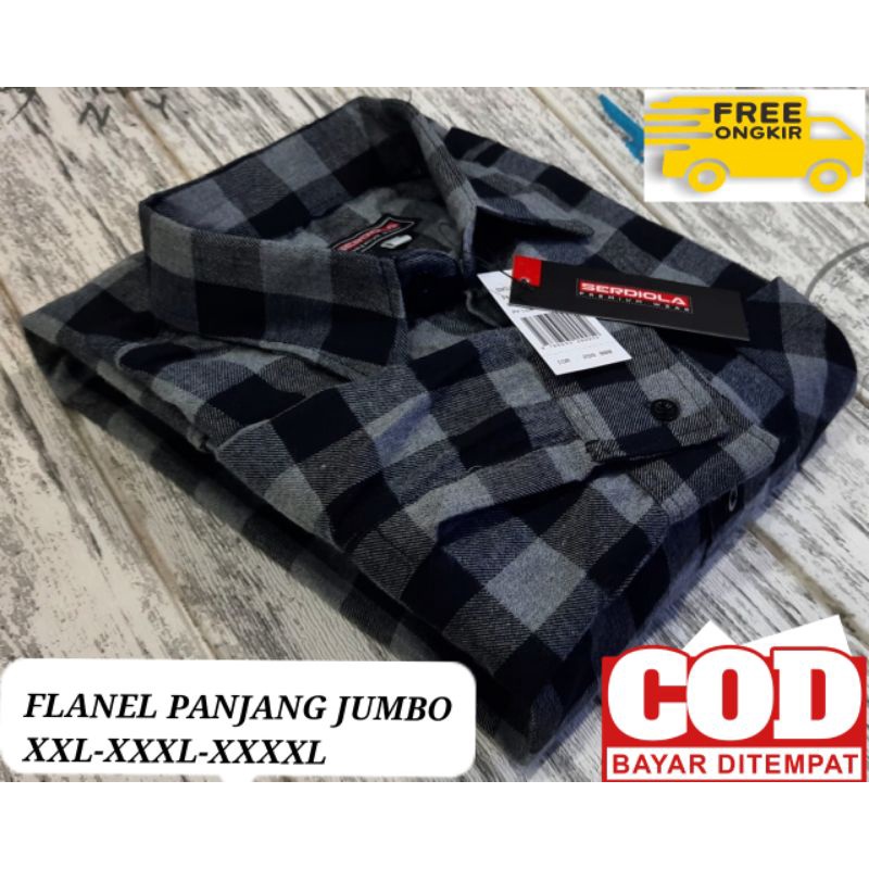 Flanel lengan panjang jumbo pria premium/flanel big size/XXL,XXXL,XXXXL