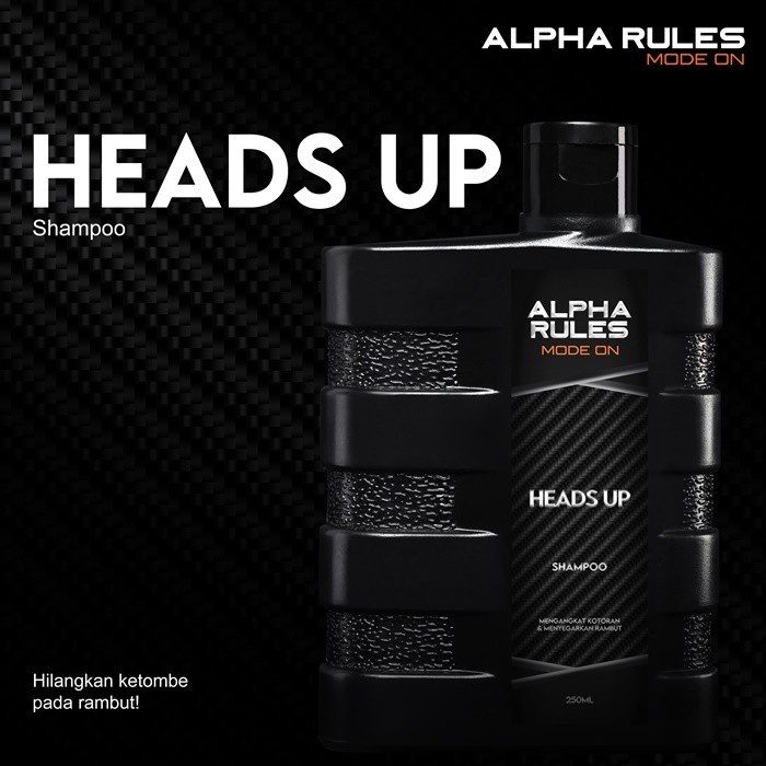 Alpha Rules Heads Up Shampoo Rambut Mandi Pria Anti Ketombe Alpharules 250ml