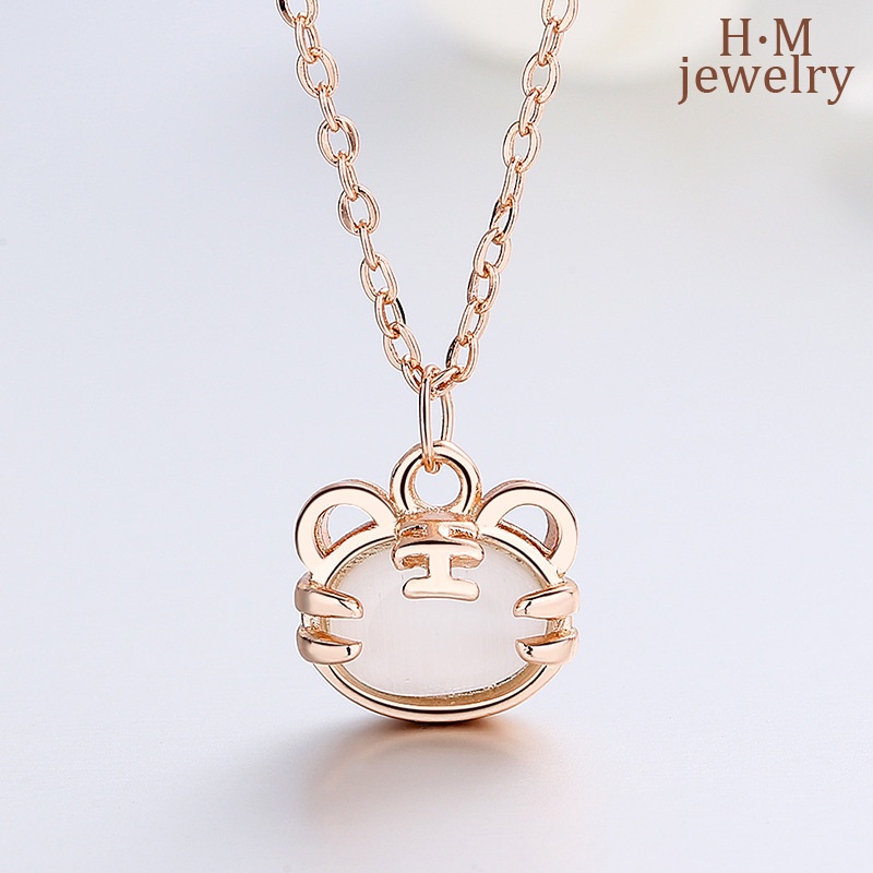 Kalung Rantai Sterling Silver 925 Dengan Liontin Zodiak Harimau Lucu Untuk Wanita