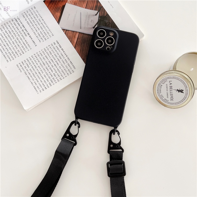 Soft Case Bahan Silikon Dengan Lanyard Diagonal Anti Hilang Untuk Iphone 11 12 13 Pro Max XSMAX XR X 7 8 Plus