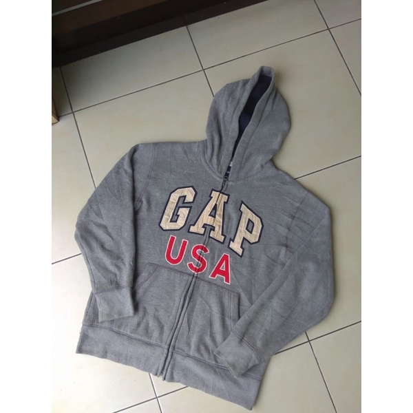zipper hoodie gap usa heather grey