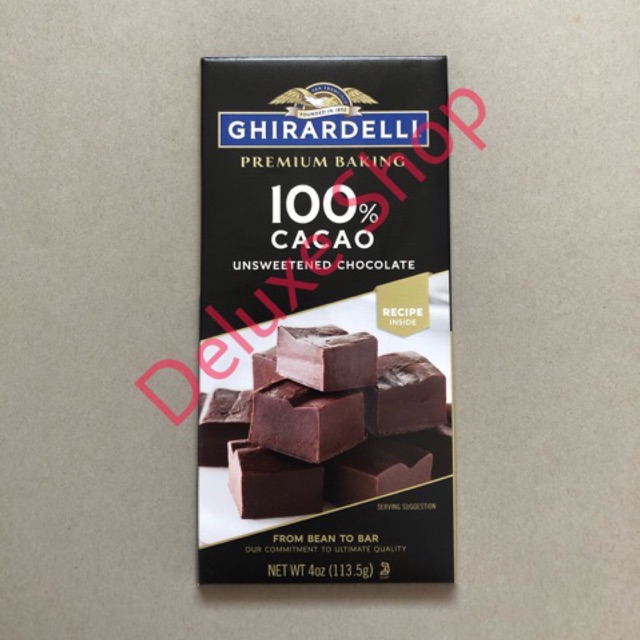 

Ghirardelli Unsweetened Chocolate Bar 113.5gr 4oz