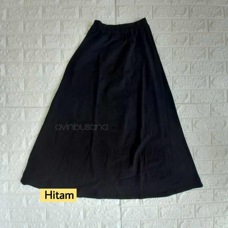 ROK DENIM KAOS POLOS / BASIC SKIRT - BAHAN PREMIUM, PANJANG, LEBAR, STRETCH / MELAR-Hitam