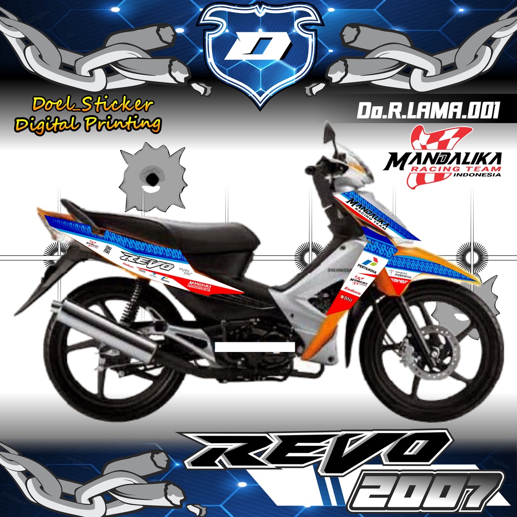 Striping Sticker Revo 110 - Stiker Lis Variasi Revo Lama 2007 Desain Mandalika Racing Team 001