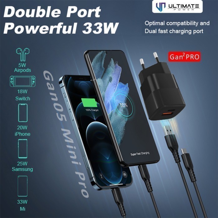 Charger Samsung Z Fold4 Z Flip4 Super Fast Charging 33W Gan05Mini