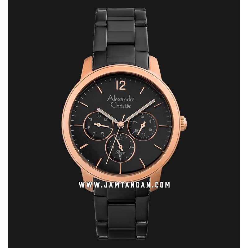 Alexandre Christie Passion AC 2875 BF BBRBA Ladies Black Dial Black Stainless Steel Strap