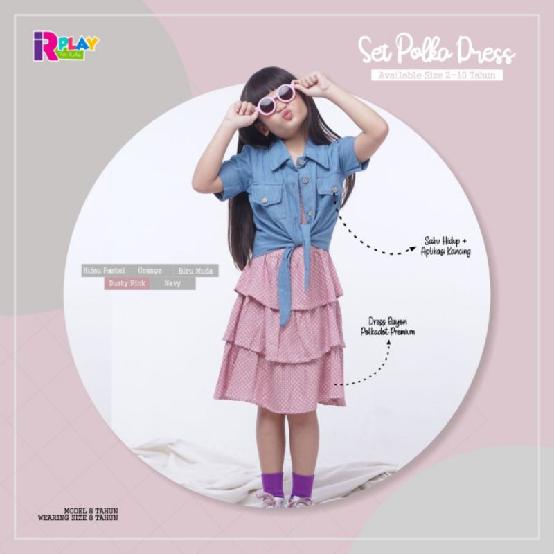 Setelan Anak Perempuan Set Polka Dress