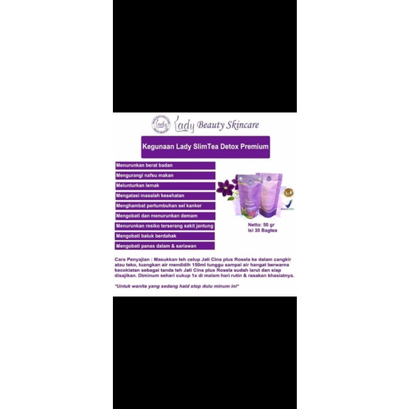 

LADY - Slimtea Detox Premium (Untuk Menurunkan Berat Badan, Mengurangi Nafsu Makan dan Melunturkan Lemak)