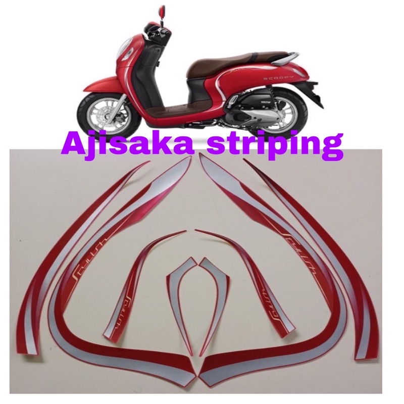 stiker scoopy staylish 2022 merah doff / striping scoopy staylish 2022 merah doff / striping stiker 