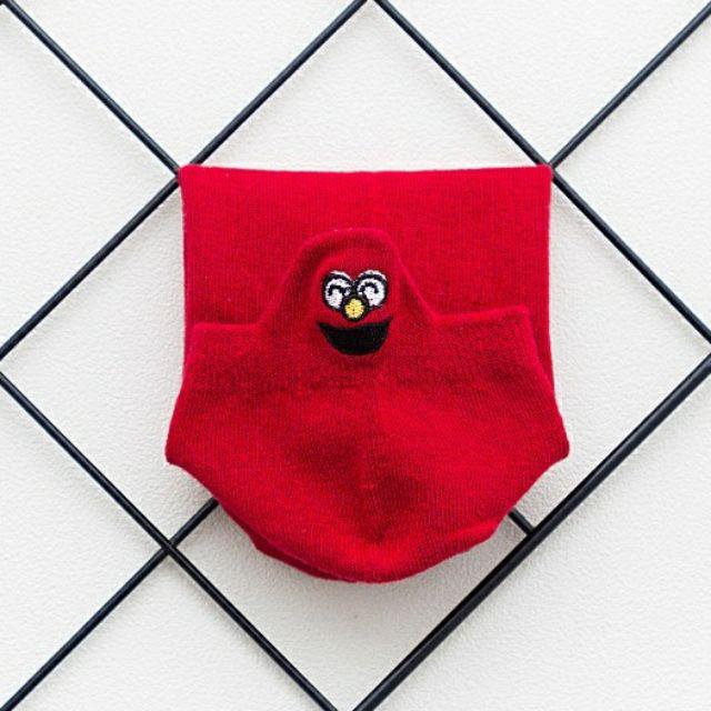 KAOS KAKI PENDEK WANITA KAOS KAKI WANITA ELMO  KAOS KAKI KAWAII LOW CUT SOCKS.-Merah