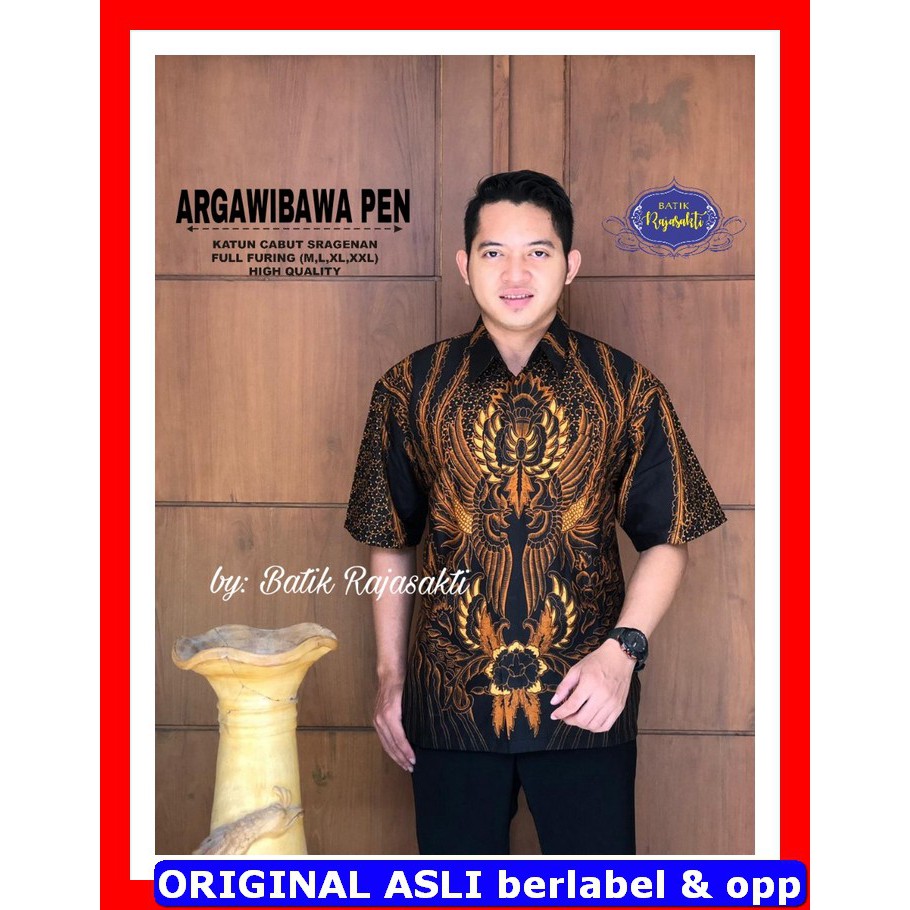 PROMO BATIK PREMIUM MODERN KEMEJA BATIK SOLO Lengan Pendek Lapis Furing Rajasakti Argawibawa kawung 