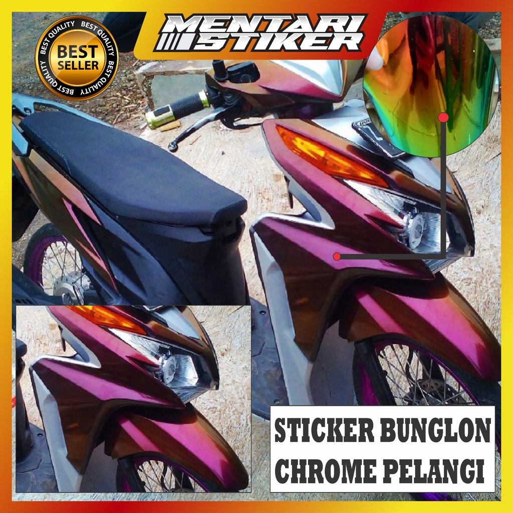 STICKER SKOTLET MOTOR WARNA BUNGLON CHROME PELANGI UNTUK BODY MOTOR