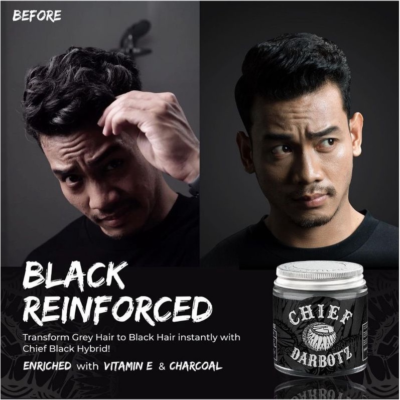 CHIEF POMADE BLACK HYBRID X DARBOTZ 90GRAM ORIGINAL PENGHITAM RAMBUT MINYAK RAMBUT