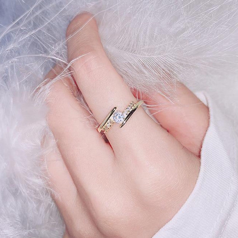 SANGCAKRA COD - Cincin Wanita Lapis Emas 18K Gold - Cincin Korea Kristal Unik Cincin Cewek Remaja - B5