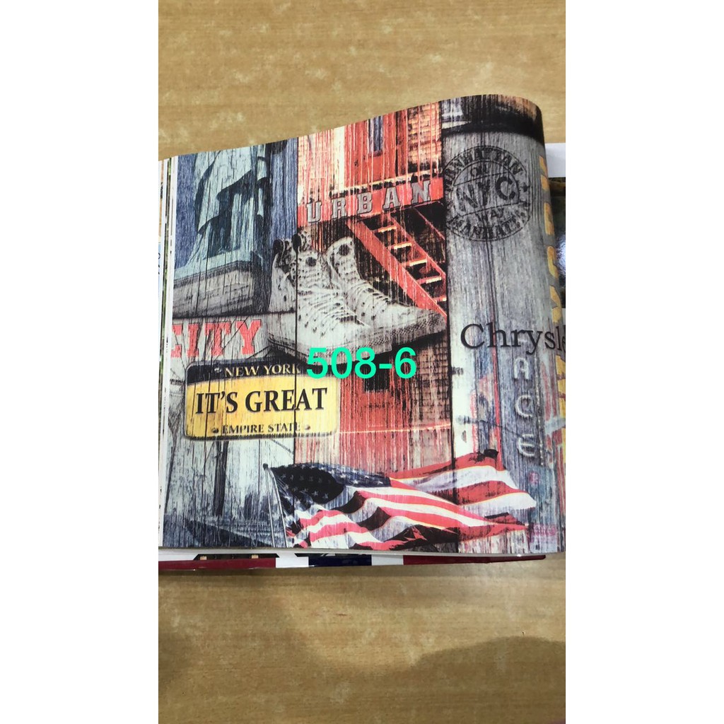 Wallpaper Dinding Cafe Motif Natural Wood Gambar Newyork CAFE