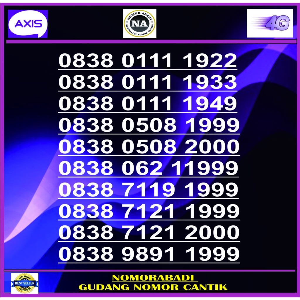 NOMOR CANTIK AXIS 4G TAHUN H300