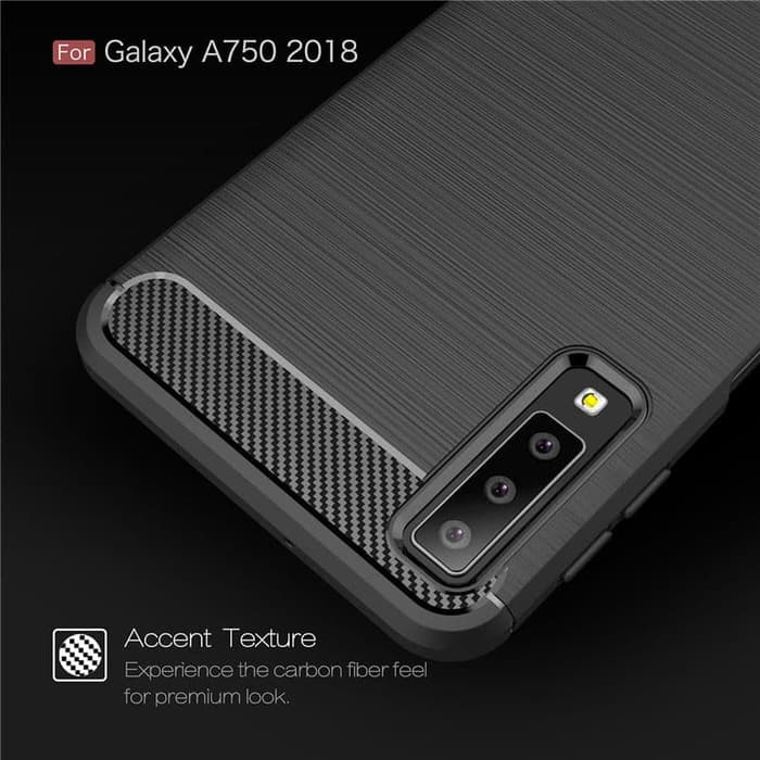 Mantap SAMSUNG GALAXY A7 2018 Case Slim Carbon Softcase Armor Bumper Casing - Black