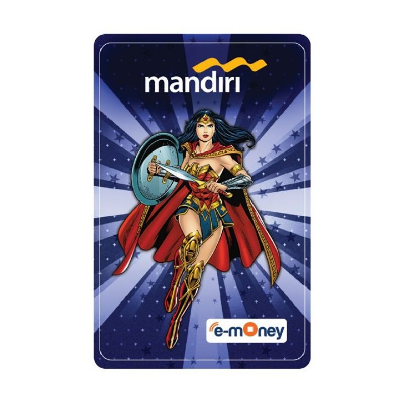 Mandiri eMoney DC Heroes - Wonder Woman /Wonderwoman Blue ORI /Like eTOLL Tapcash Flazz or Brizzi