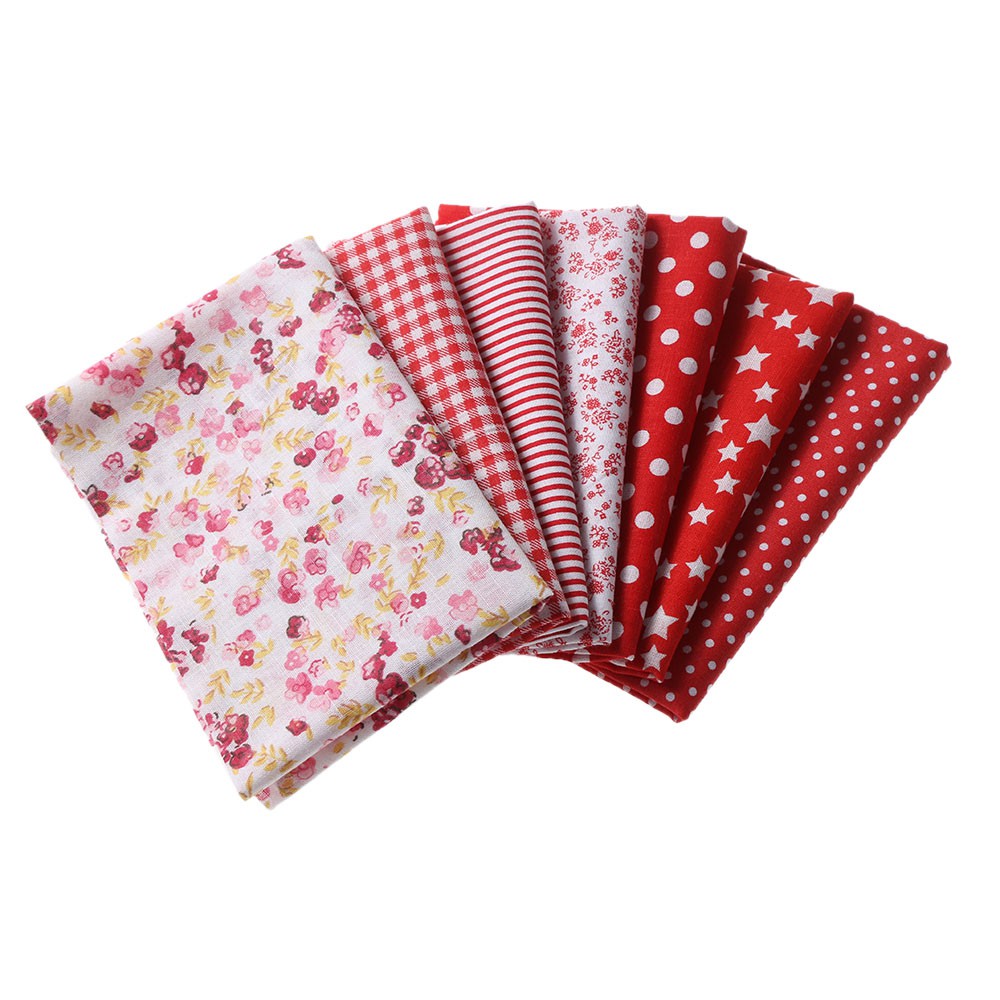 Kain Impor 100% Katun 40x50cm Motif Gradasi Merah (7pcs)