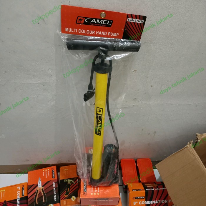 pompa sepeda warna kuning camel - pompa angin camel - pompa bola camel jtp