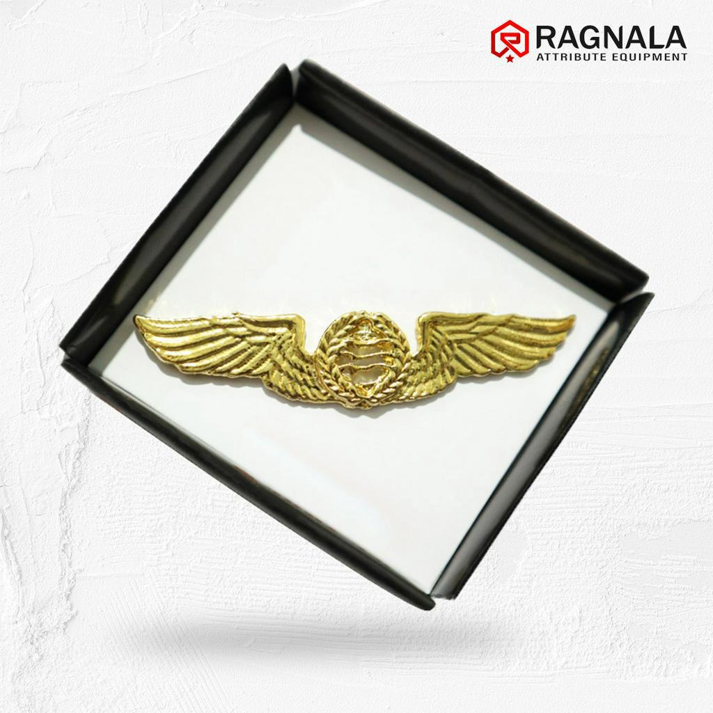 Wing Brevet Terbang Layang / Pin Emblem TNI AU Gold Premium