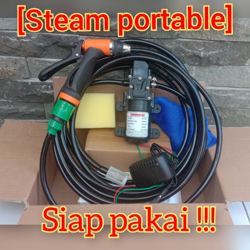 alat steam portable pompa DC cuci motor/mobil/AC/hewan